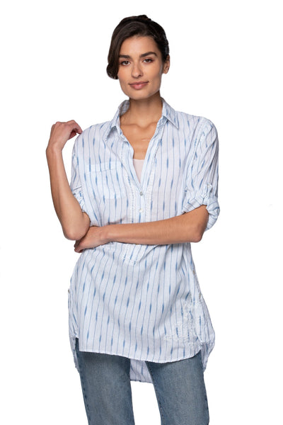 Subtle Luxury Shirts M/L / Blue Reef / 100% Cotton Boyfriend shirt in Cotton Shirting in Blues | On Sale