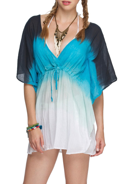 Subtle Luxury Shirts Margarita Gauze Cross Over Flow Top in Dip Dye