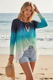 Mia Cotton Gauze Ruffle Back Dip Dye and Solid White Top