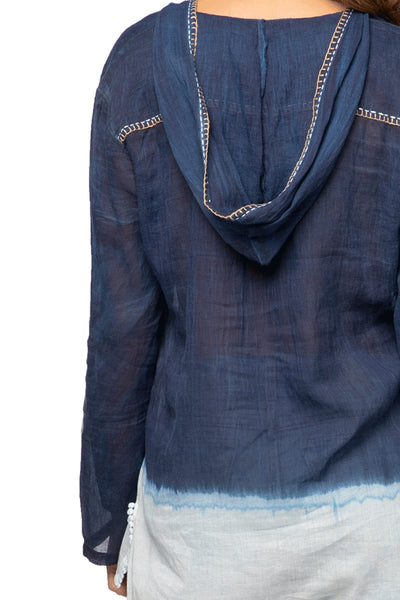 Subtle Luxury Shirts Odette Hoodie in Pigment Dip Dye and Shibori print