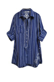Subtle Luxury Shirts S/M / Cabana Blue / 100% Cotton Boyfriend shirt in Cotton Shirting in Blues Embroidery | Sale