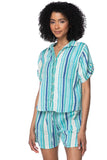 Subtle Luxury Shirts S/M / Montauk Stripe Print - Blue / 100% Cotton Double Gauze Double Gauze Getaway Camp Shirt - Printed