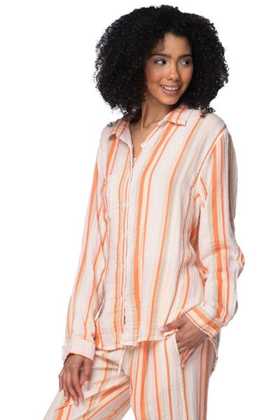 Subtle Luxury Shirts S/M / Montauk Stripe Print -Pastel / 100% Cotton Double Gauze Double Cotton Washed Gauze Unforgettable Shirt - Printed