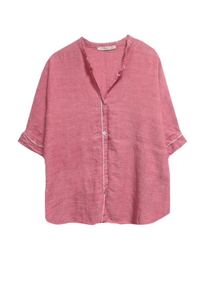 Subtle Luxury Shirts S/M / Red Sands / 100% Cotton Kelly Buton Front Crop Cotton Shirt