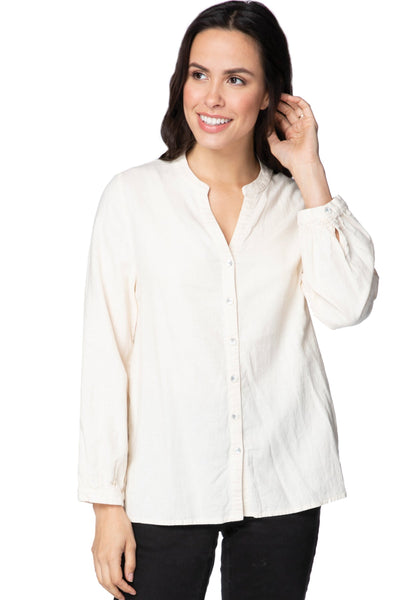 Subtle Luxury Shirts S/M / Sand / 55% Linen, 45% Viscose Aveline Button Front Linen Blend Shirt