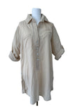 Subtle Luxury Shirts S/M / #SNL-Sand w/Gold / 100% Cotton Boyfriend Embroidery Shirt in Cotton Chambray with Lurex