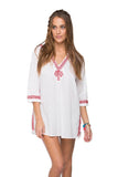 Subtle Luxury Shirts S/M / White w/Lemon embroidery / 100% Cotton Always Summer Kaftan