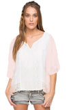 Subtle Luxury Shirts Seaside Top / XS/S / Starfish Pink Dip Dye Seaside Lace Inset Top