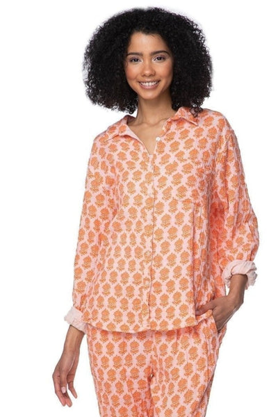 Subtle Luxury Shirts XS/S / Artisan Block Print - Pink / 100% Cotton Double Gauze Double Cotton Washed Gauze Unforgettable Shirt - Printed