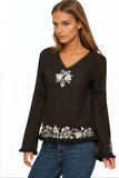 Subtle Luxury Shirts XS/S / Black / 100% Cotton Barcelona Bell  Embroidery Cotton Top