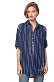 Subtle Luxury Shirts XS/S / Cabana Blue / 100% Cotton Boyfriend Shirt in Cotton Novelty Fabrics