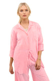 Subtle Luxury Shirts XS/S / Flamingo / 100% Cotton Gauze w/ Lurex Cotton Gauze with Lurex Stripes Wanderlust Shirt
