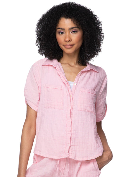 Subtle Luxury Shirts XS/S / Icy Pink / 100% Cotton Double Gauze Double Gauze Getaway Solid Camp Shirt