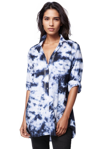 Subtle Luxury Shirts XS/S / Inked / 100% Cotton Boyfriend shirt in Cotton Shirting in Blues | On Sale