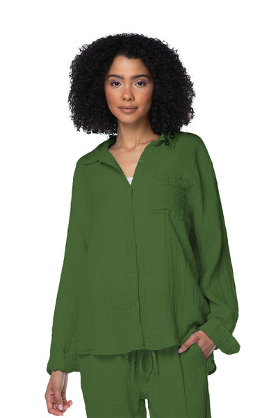 Subtle Luxury Shirts XS/S / Olive / 100% Cotton Double Gauze Double Gauze Unforgettable Shirt in Solids