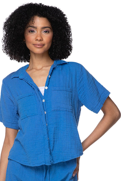 Subtle Luxury Shirts XS/S / Pacific / 100% Cotton Double Gauze Double Gauze Getaway Solid Camp Shirt