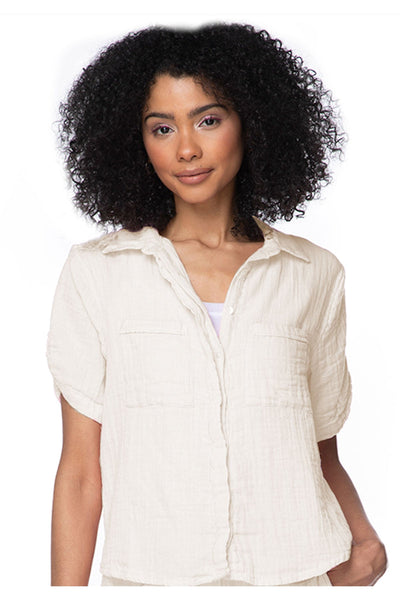 Subtle Luxury Shirts XS/S / Pearl / 100% Cotton Double Gauze Double Gauze Getaway Solid Camp Shirt