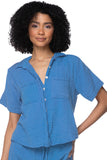 Subtle Luxury Shirts XS/S / Pool Blue / 100% Cotton Double Gauze Double Gauze Cropped Cotton Getaway Solid Camp Shirt