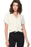 Subtle Luxury Shirts XS/S / Sand / 55% Linen, 45% Viscose Linen Blend Anne Short Sleeve Shirt