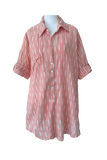 Subtle Luxury Shirts XS/S / Sedona Ikat w/White / 100% Cotton Boyfriend Embroidery Shirt Coverup in Cotton Novelty Stripes & Ikat Fabrics