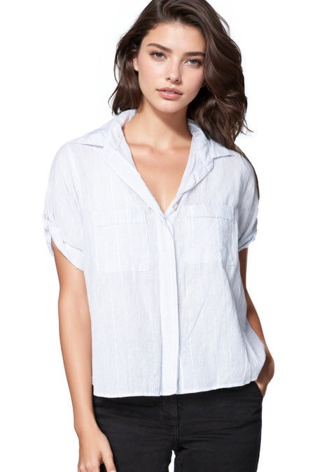 Kelly Button Front Crop Cotton Shirt