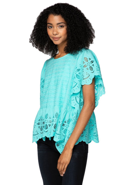 Subtle Luxury Shirts XS/S / Turq / 100% Cotton Fae Crop Top with Eyelet Detail