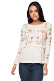 Subtle Luxury Shirts XS/S / WHT/MULTI / 100% Cotton Layla Cotton Gauze Top with Embroidery