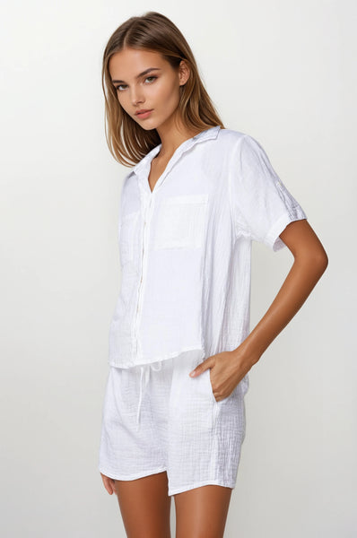 Subtle Luxury Shirts M/L / Pale Apricot / 100% Cotton Double Gauze Double Gauze Getaway Solid Camp Shirt