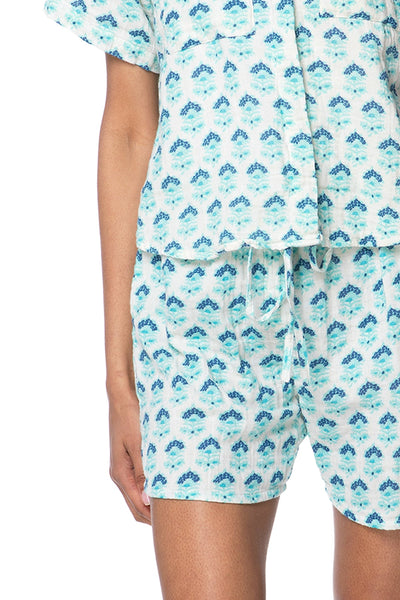 Subtle Luxury Shorts M/L / Artisan Block Print - Blue / 100% Cotton Double Gauze Double Gauze Getaway Lounge Short - Prints