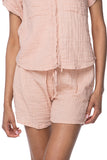Subtle Luxury Shorts S/M / Pale Apricot / 100% Cotton Double Gauze Double Cotton Gauze Getaway Lounge Solid Drawstring Short