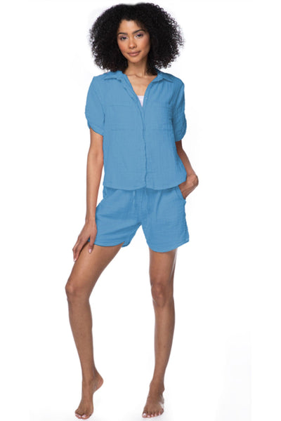 Subtle Luxury Shorts XS/S / Pool Blue / 100% Cotton Double Gauze Double Gauze Getaway Lounge Solid Short