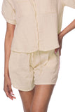 Subtle Luxury Shorts XS/S / Sand / 100% Cotton Double Gauze Double Cotton Gauze Getaway Lounge Solid Drawstring Short