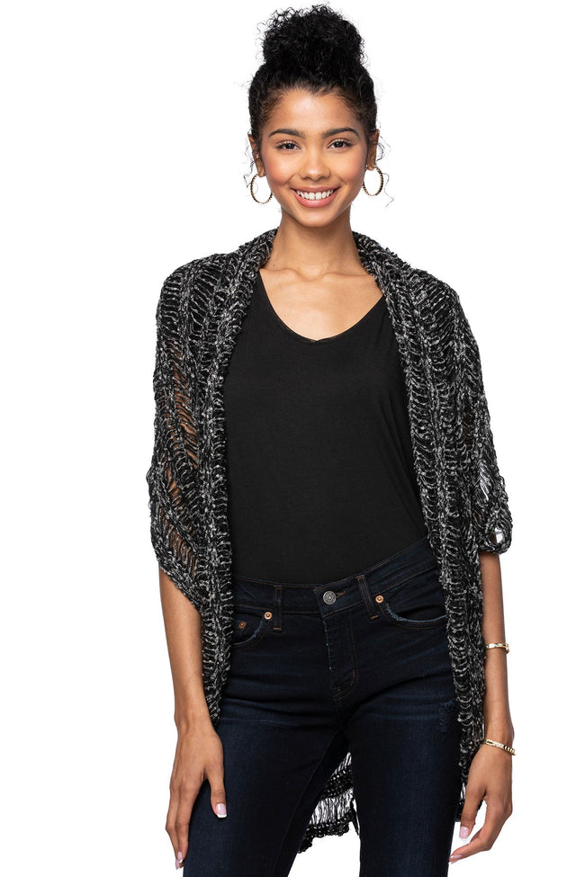 Subtle Luxury Shrug Large Novelty Knit Shrug / Black Large Novelty Knit Shrug in Black
