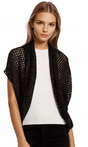 Subtle Luxury Shrug See Thru Knit Shrug / Charcoal Almost Vintage | See Thru Hand Knit Shrug Sweater