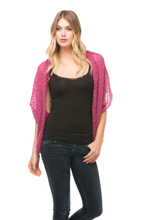 Subtle Luxury Shrug See Thru Knit Shrug / Magenta See Thru Knit Shrug