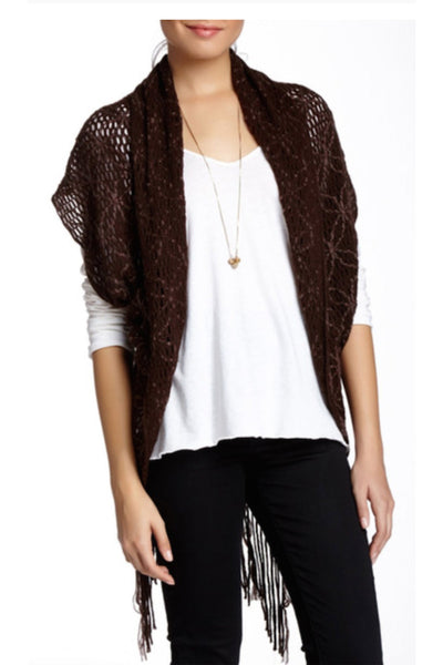 Subtle Luxury Shrug Stitched Embroidery Knit Shrug / Brown Stitched Embroidery Knit Shrug