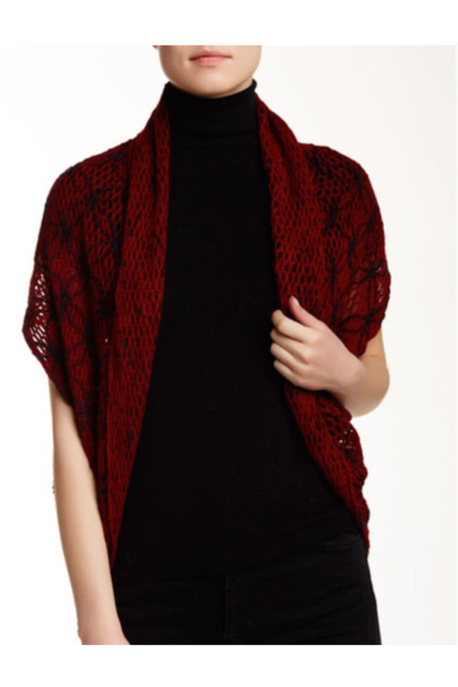 Subtle Luxury Shrug Stitched Embroidery Knit Shrug / Red Stitched Embroidery Knit Shrug