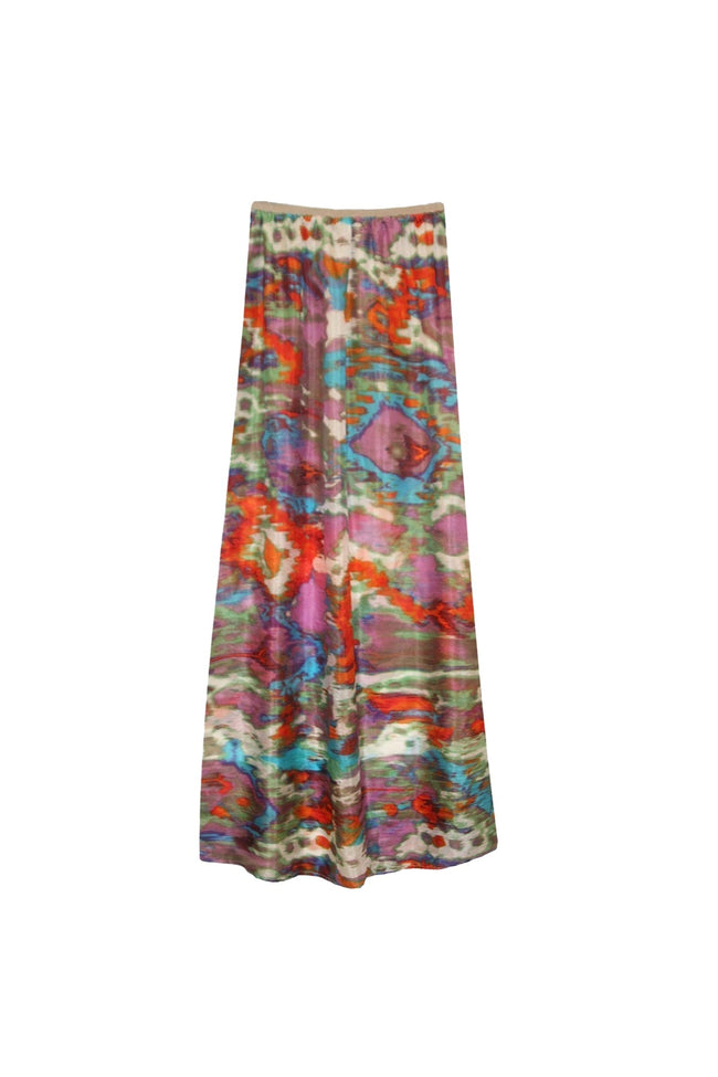 Subtle Luxury Skirt XS/S / Painted Rain-Purple 100% Silk Print Maxi Skirt