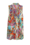 Subtle Luxury Sleeveless Top Sleeveless 100% Silk Print Tie Front Top
