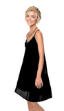 Subtle Luxury Sundress M/L / Black / 100% Rayon Short Tassel Dress with Golden Bead Trim