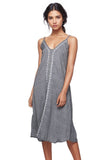 Subtle Luxury Sundress S/M / Charcoal / 100% Cotton Chambray Aubrey Embroidery Cotton Sundress in Chambray