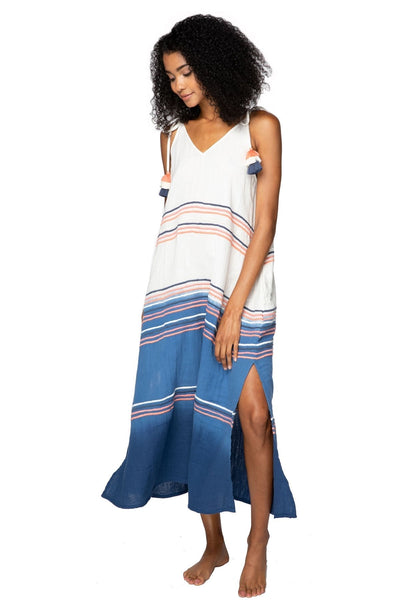 Subtle Luxury Sundress XS/S / Ombre / 100% Cotton Cotton Ombre Dye with Embroidery Maxi Sun Dress