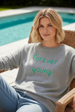 subtle-luxury-sweater-Forever-Young-smoke-surf-forever-young-zen-jane-drop-shoulder-crew-forever-young-embroidery-lt grey surf with turq blue