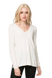 Subtle Luxury Sweater Adalyn Double Layer Cotton Cashmere V neck Sweater