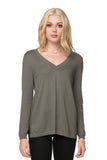 Subtle Luxury Sweater Adalyn Double Layer Cotton Cashmere V neck Sweater