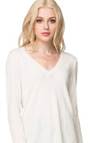 Subtle Luxury Sweater Adalyn Double Layer V / S/M / White Adalyn Double Layer Cotton Cashmere V neck Sweater