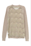 Subtle Luxury Sweater Almost Vintage Lace Back Raglan Crew Sweater