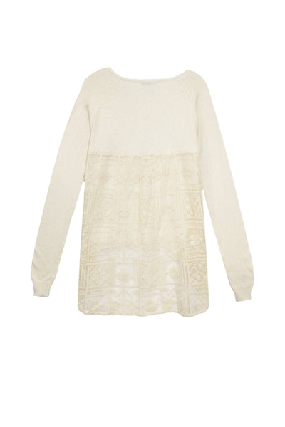 Almost Vintage Mixed Media Sweater with Mesh Cross Stitch Embroidery Backside