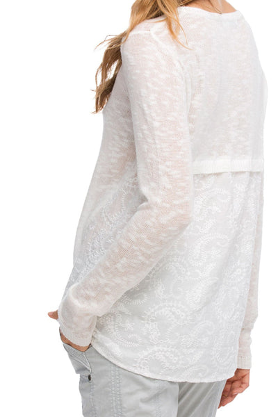 Subtle Luxury Sweater Almost Vintage Slub Knit Sweater with Embroidery Back Panel