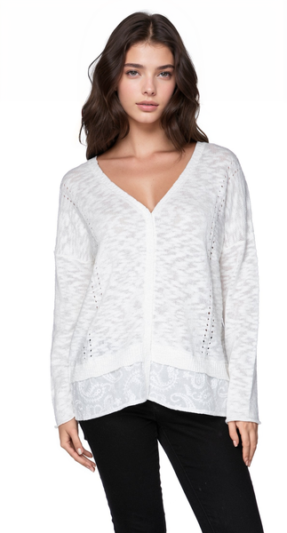 Subtle Luxury Sweater Back Panel Sweater / XS/S / White Back Panel Sweater